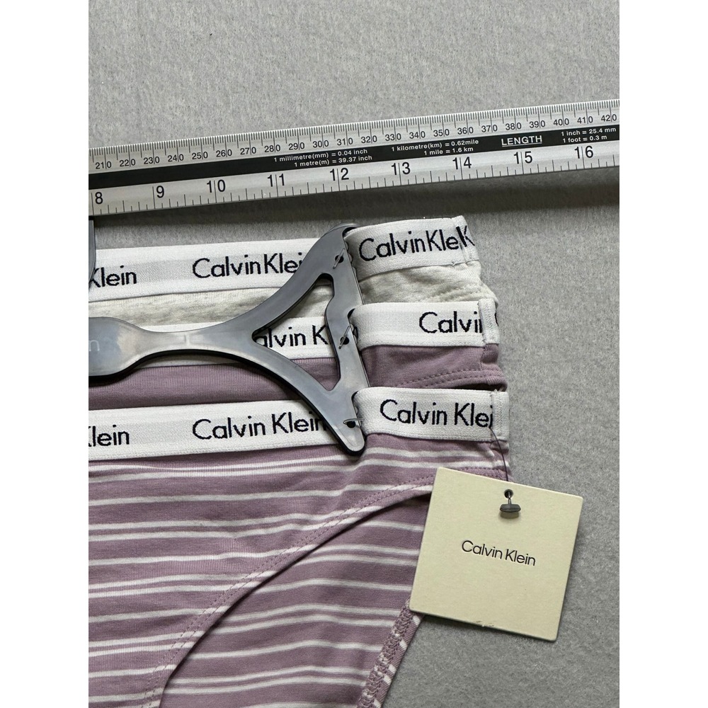 Calvin Klein Women Panties Medium Purple Grey NWT 3-Pack Bikini Logo Waistband - Picture 6 of 9